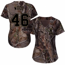 Women's Majestic Los Angeles Angels of Anaheim #46 Blake Wood Authentic Camo Realtree Collection Flex Base MLB Jersey