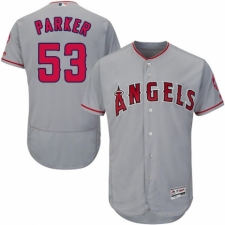 Men's Majestic Los Angeles Angels of Anaheim #53 Blake Parker Grey Road Flex Base Authentic Collection MLB Jersey