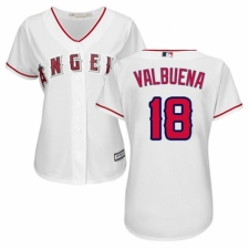 Women's Majestic Los Angeles Angels of Anaheim #18 Luis Valbuena Authentic White Home Cool Base MLB Jersey