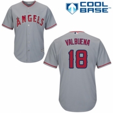Youth Majestic Los Angeles Angels of Anaheim #18 Luis Valbuena Authentic Grey Road Cool Base MLB Jersey