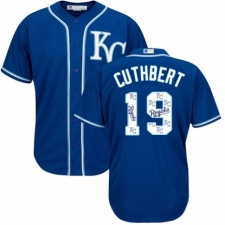 Men's Majestic Kansas City Royals #19 Cheslor Cuthbert Blue Authentic Blue Team Logo Fashion Cool Base MLB Jersey