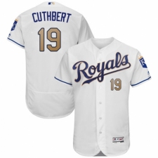 Men's Majestic Kansas City Royals #19 Cheslor Cuthbert White Flexbase Authentic Collection MLB Jersey