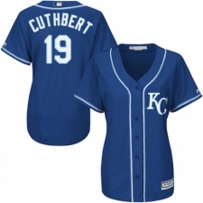 Women's Majestic Kansas City Royals #19 Cheslor Cuthbert Authentic Blue Alternate 2 Cool Base MLB Jersey
