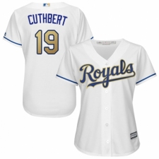 Women's Majestic Kansas City Royals #19 Cheslor Cuthbert Replica White Home Cool Base MLB Jersey