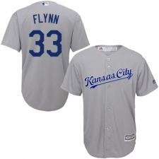 Men's Majestic Kansas City Royals #33 Brian Flynn Replica Grey Road Cool Base MLB Jersey