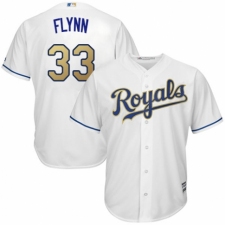 Men's Majestic Kansas City Royals #33 Brian Flynn Replica White Home Cool Base MLB Jersey
