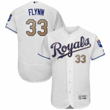 Men's Majestic Kansas City Royals #33 Brian Flynn White Flexbase Authentic Collection MLB Jersey