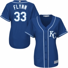 Women's Majestic Kansas City Royals #33 Brian Flynn Authentic Blue Alternate 2 Cool Base MLB Jersey