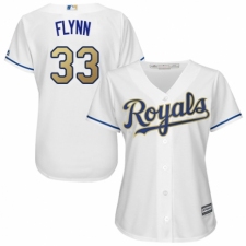 Women's Majestic Kansas City Royals #33 Brian Flynn Authentic White Home Cool Base MLB Jersey