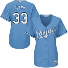 Women's Majestic Kansas City Royals #33 Brian Flynn Replica Light Blue Alternate 1 Cool Base MLB Jersey