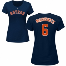 MLB Women's Nike Houston Astros #6 Jake Marisnick Navy Blue Name & Number T-Shirt