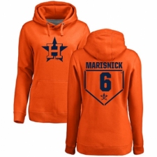 MLB Women's Nike Houston Astros #6 Jake Marisnick Orange RBI Pullover Hoodie