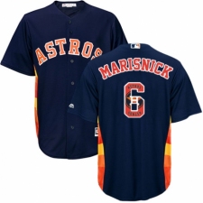 Men's Majestic Houston Astros #6 Jake Marisnick Authentic Navy Blue Team Logo Fashion Cool Base MLB Jersey