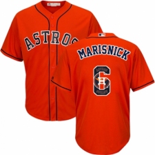 Men's Majestic Houston Astros #6 Jake Marisnick Authentic Orange Team Logo Fashion Cool Base MLB Jersey