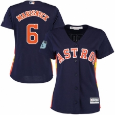 Women's Majestic Houston Astros #6 Jake Marisnick Authentic Navy Blue Alternate Cool Base MLB Jersey