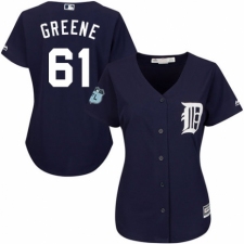 Women's Majestic Detroit Tigers #61 Shane Greene Replica Navy Blue Alternate Cool Base MLB Jersey