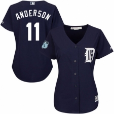 Women's Majestic Detroit Tigers #11 Sparky Anderson Authentic Navy Blue Alternate Cool Base MLB Jersey