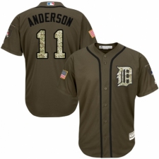 Youth Majestic Detroit Tigers #11 Sparky Anderson Authentic Green Salute to Service MLB Jersey