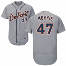 Men's Majestic Detroit Tigers #47 Jack Morris Grey Road Flex Base Authentic Collection MLB Jersey