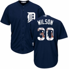 Men's Majestic Detroit Tigers #30 Alex Wilson Authentic Navy Blue Team Logo Fashion Cool Base MLB Jersey