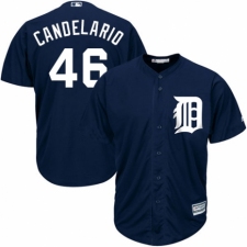 Men's Majestic Detroit Tigers #46 Jeimer Candelario Replica Navy Blue Alternate Cool Base MLB Jersey