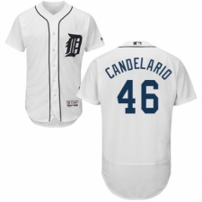 Men's Majestic Detroit Tigers #46 Jeimer Candelario White Home Flex Base Authentic Collection MLB Jersey