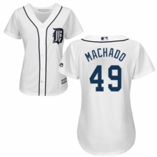 Women's Majestic Detroit Tigers #49 Dixon Machado Authentic White Home Cool Base MLB Jersey