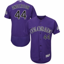 Men's Majestic Colorado Rockies #44 Tyler Anderson Purple Alternate Flex Base Authentic Collection MLB Jersey