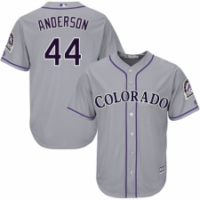 Men's Majestic Colorado Rockies #44 Tyler Anderson Replica Grey Road Cool Base MLB Jersey