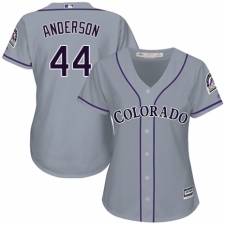 Women's Majestic Colorado Rockies #44 Tyler Anderson Authentic Grey Road Cool Base MLB Jersey