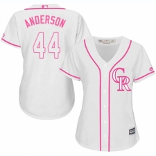 Women's Majestic Colorado Rockies #44 Tyler Anderson Authentic White Fashion Cool Base MLB Jersey