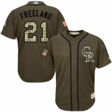 Men's Majestic Colorado Rockies #21 Kyle Freeland Authentic Green Salute to Service MLB Jersey