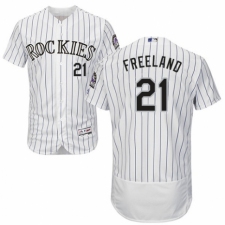 Men's Majestic Colorado Rockies #21 Kyle Freeland White Home Flex Base Authentic Collection MLB Jersey