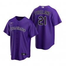 Men's Nike Colorado Rockies #21 Kyle Freeland Purple Alternate Stitched Baseball Jersey
