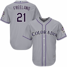 Youth Majestic Colorado Rockies #21 Kyle Freeland Authentic Grey Road Cool Base MLB Jersey