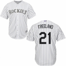 Youth Majestic Colorado Rockies #21 Kyle Freeland Authentic White Home Cool Base MLB Jersey