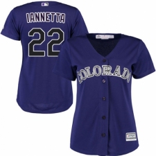 Women's Majestic Colorado Rockies #22 Chris Iannetta Replica Purple Alternate 1 Cool Base MLB Jersey