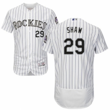 Men's Majestic Colorado Rockies #29 Bryan Shaw White Home Flex Base Authentic Collection MLB Jersey