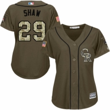 Women's Majestic Colorado Rockies #29 Bryan Shaw Authentic Green Salute to Service MLB Jersey