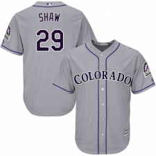 Youth Majestic Colorado Rockies #29 Bryan Shaw Authentic Grey Road Cool Base MLB Jersey