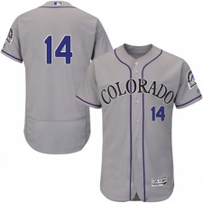 Men's Majestic Colorado Rockies #14 Tony Wolters Grey Road Flex Base Authentic Collection MLB Jersey