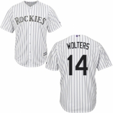 Men's Majestic Colorado Rockies #14 Tony Wolters Replica White Home Cool Base MLB Jersey