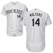 Men's Majestic Colorado Rockies #14 Tony Wolters White Home Flex Base Authentic Collection MLB Jersey