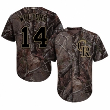 Youth Majestic Colorado Rockies #14 Tony Wolters Authentic Camo Realtree Collection Flex Base MLB Jersey
