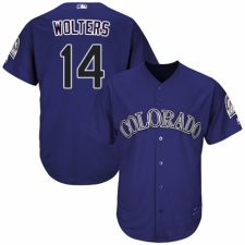 Youth Majestic Colorado Rockies #14 Tony Wolters Authentic Purple Alternate 1 Cool Base MLB Jersey
