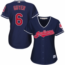 Women's Majestic Cleveland Indians #6 Brandon Guyer Authentic Navy Blue Alternate 1 Cool Base MLB Jersey
