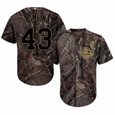 Men's Majestic Cleveland Indians #43 Josh Tomlin Authentic Camo Realtree Collection Flex Base MLB Jersey