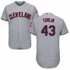 Men's Majestic Cleveland Indians #43 Josh Tomlin Grey Road Flex Base Authentic Collection MLB Jersey