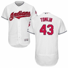 Men's Majestic Cleveland Indians #43 Josh Tomlin White Home Flex Base Authentic Collection MLB Jersey