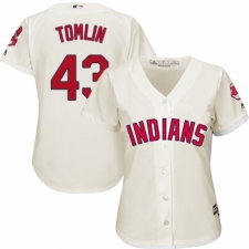 Women's Majestic Cleveland Indians #43 Josh Tomlin Replica Cream Alternate 2 Cool Base MLB Jersey